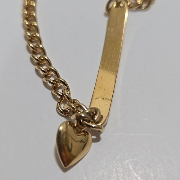 Gold Chain ID Bracelet with Heart Charm - Picture 3 of 4